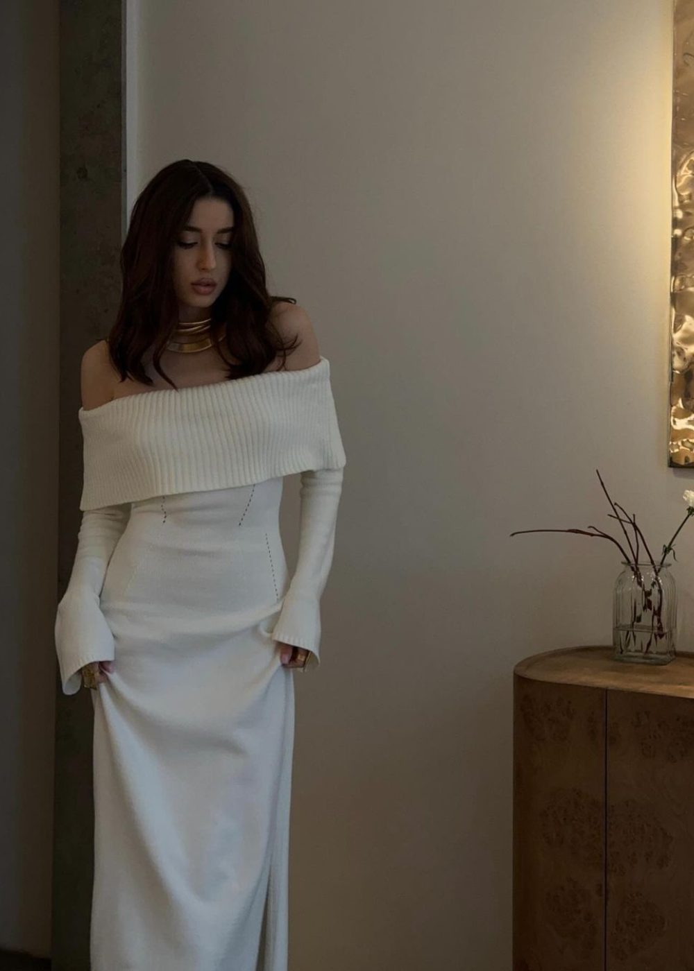 Robe longue - épaule dénudée